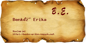 Benkő Erika névjegykártya